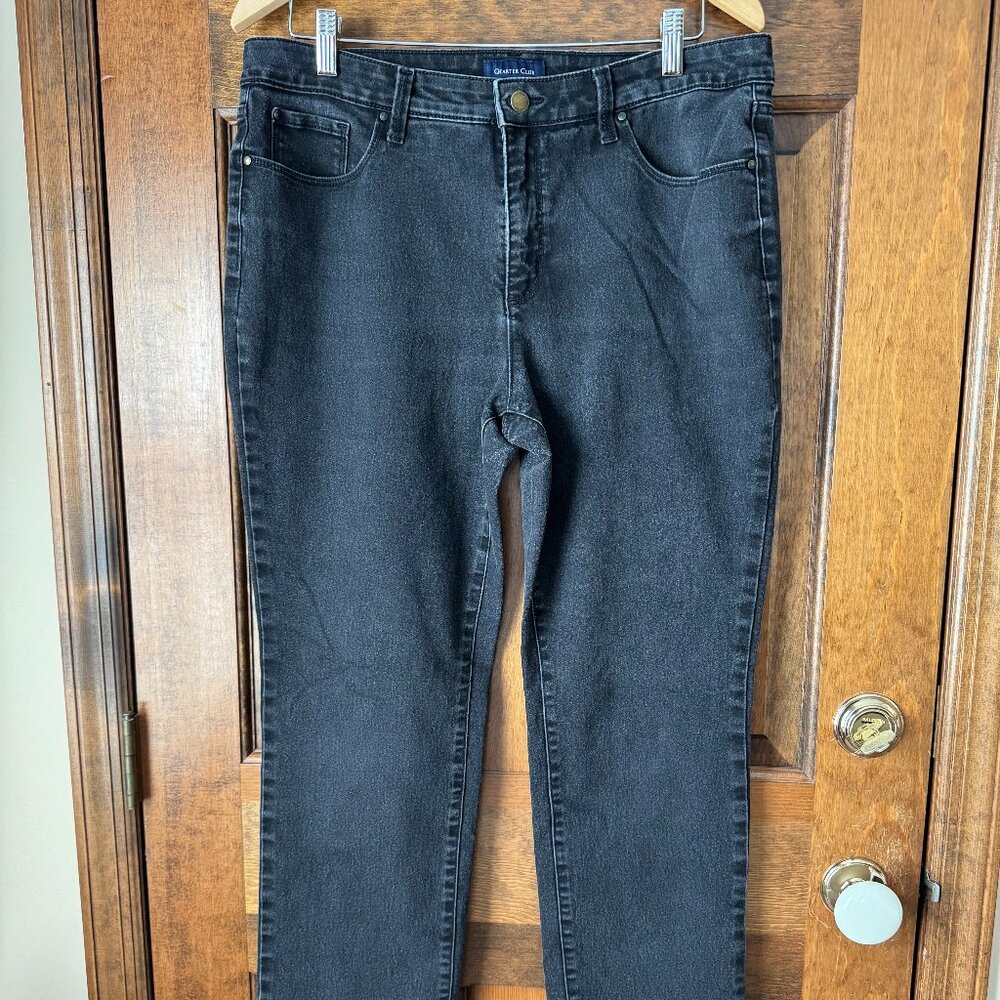 Charter Club Black Lexington Straight 5-Pocket Jeans 14 Short